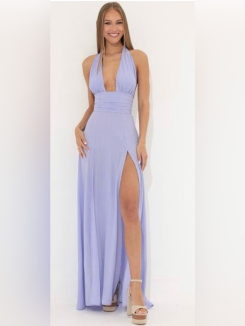 Lucy in the Sky | Lavender Halter Maxi Dress | Size L